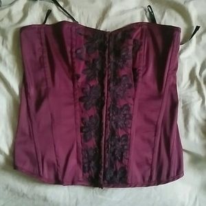 Charlotte Russe red with black embroidery corset